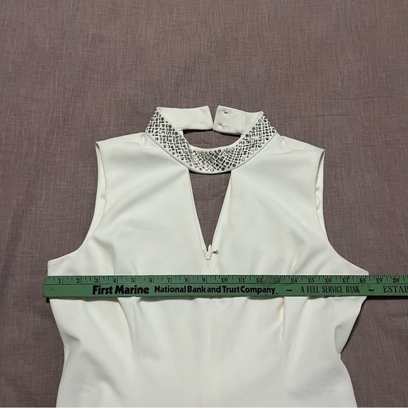 Calvin Klein Studded Collar Mini Dress Size 12 Like New Bridal Wedding Hoco - Picture 5 of 7